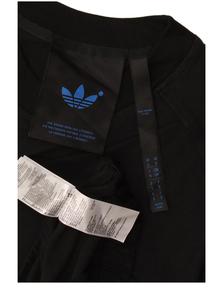 Adidas Mens Short Sleeve Sweatshirt Jumper Small Black Cotton