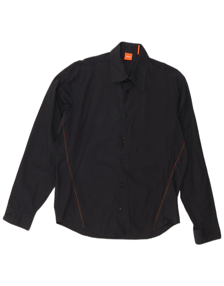 Hugo Boss Mens Shirt Medium Black Cotton