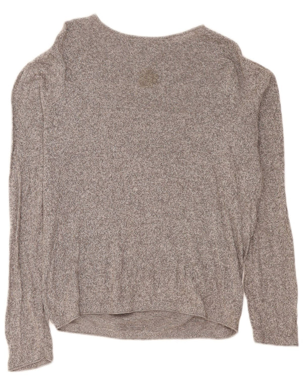 Zara Mens Boat Neck Jumper Sweater Large Grey Flecked