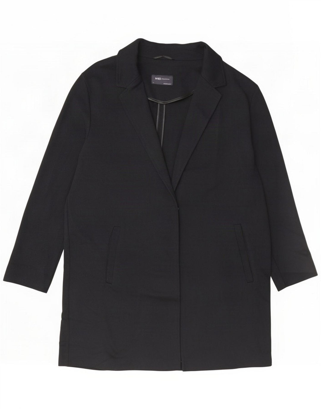Marks & Spencer Womens Overcoat UK 14 Large Black Polyester