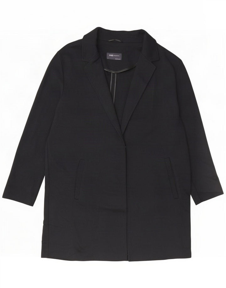 Marks & Spencer Womens Overcoat UK 14 Large Black Polyester