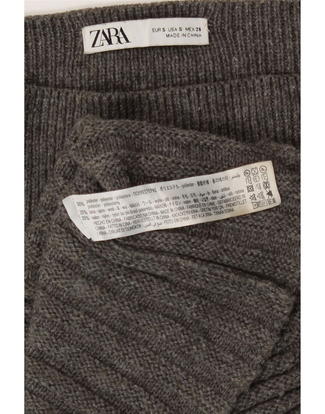 Zara Womens Knit A-Line Skirt Small W26  Grey Polyester