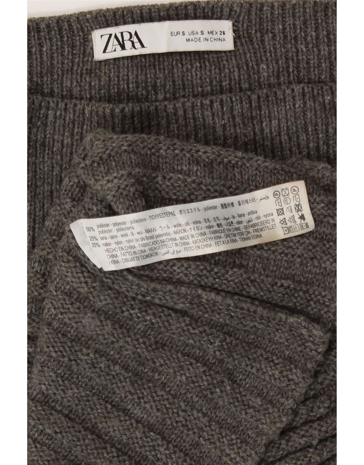 Zara Womens Knit A-Line Skirt Small W26  Grey Polyester
