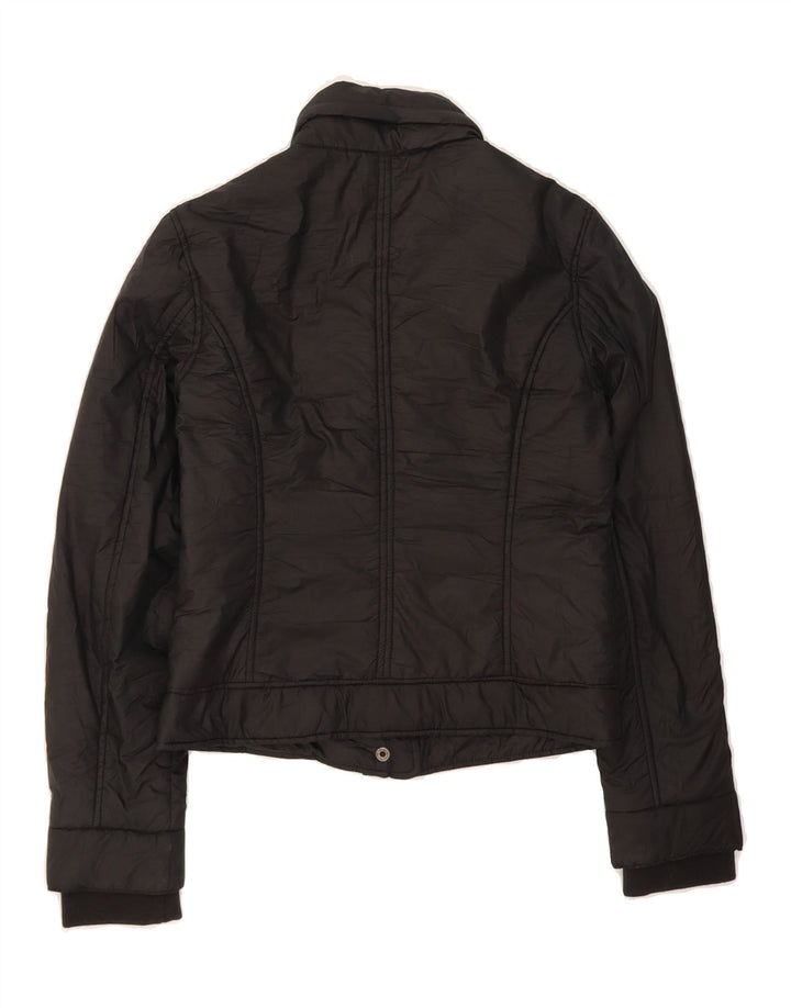 MOSCHINO Womens Crop Windbreaker Jacket UK 8 Small Black Vintage Moschino and Second-Hand Moschino from Messina Hembry 