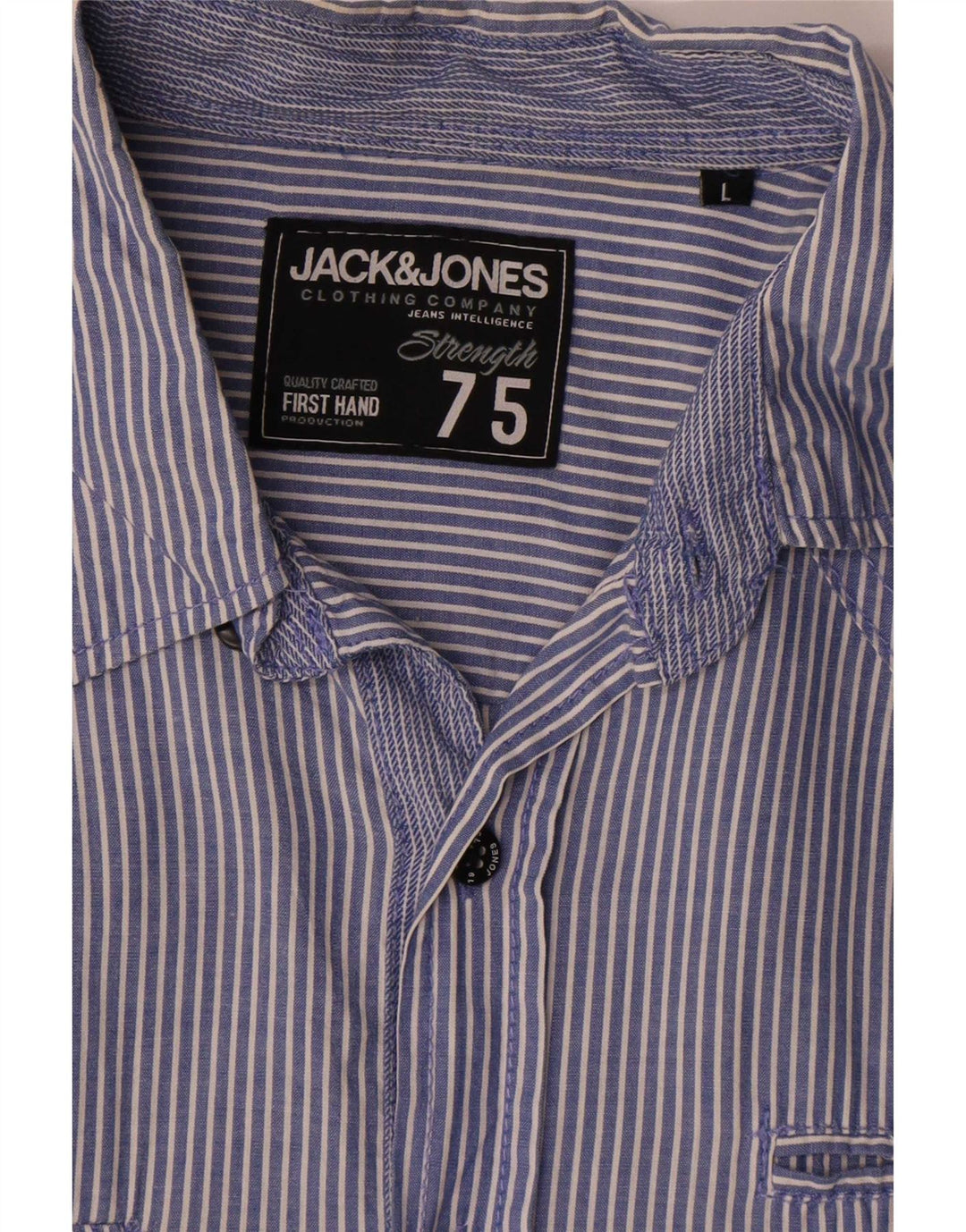 Jack & Jones Mens Short Sleeve Shirt Large Blue Pinstripe