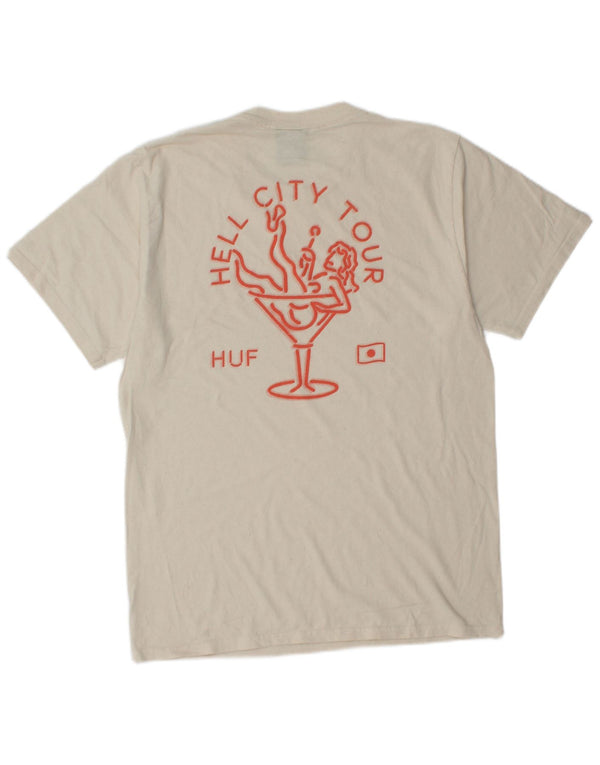 HUF Mens Graphic T-Shirt Top Medium White Cotton
