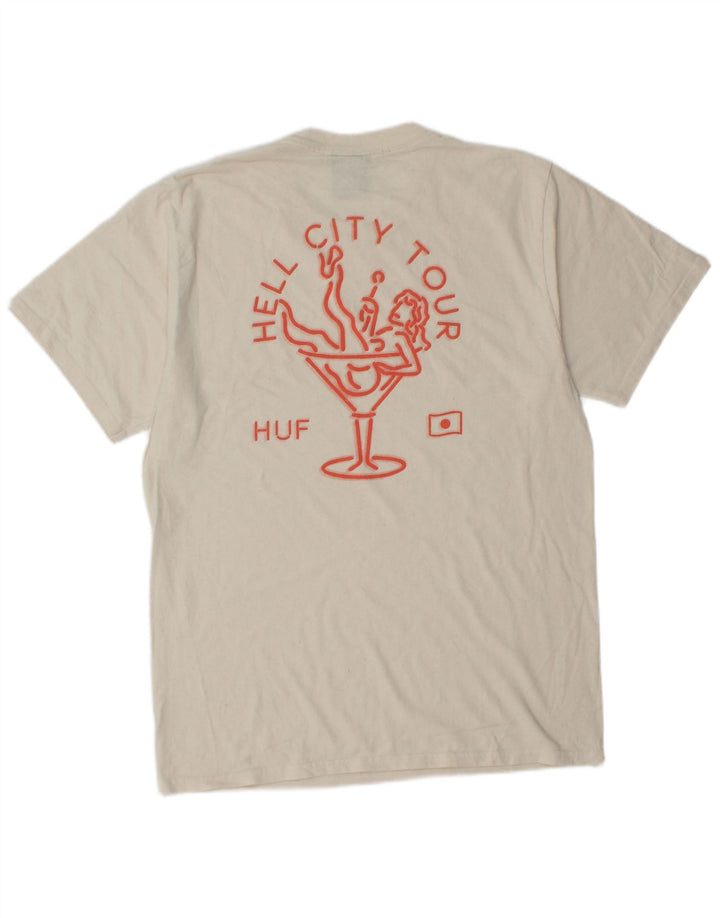 HUF Mens Graphic T-Shirt Top Medium White Cotton