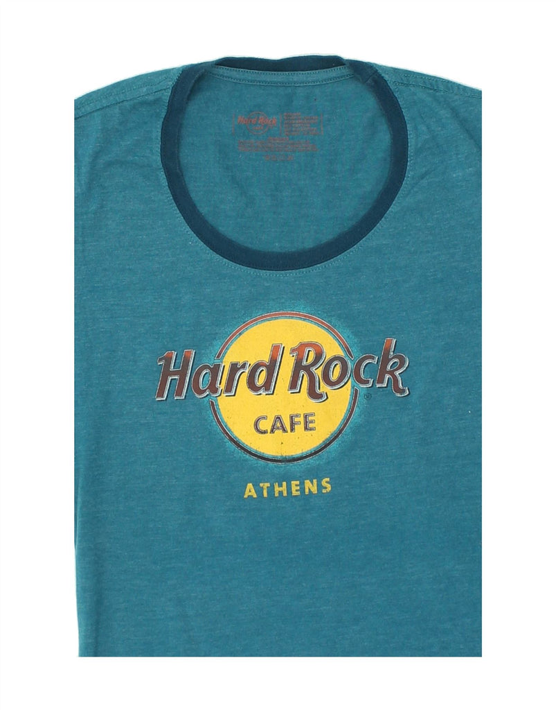 HARD ROCK CAFE Womens Athens Graphic T-Shirt Top UK 14 Medium Blue Cotton | Vintage Hard Rock Cafe | Thrift | Second-Hand Hard Rock Cafe | Used Clothing | Messina Hembry 