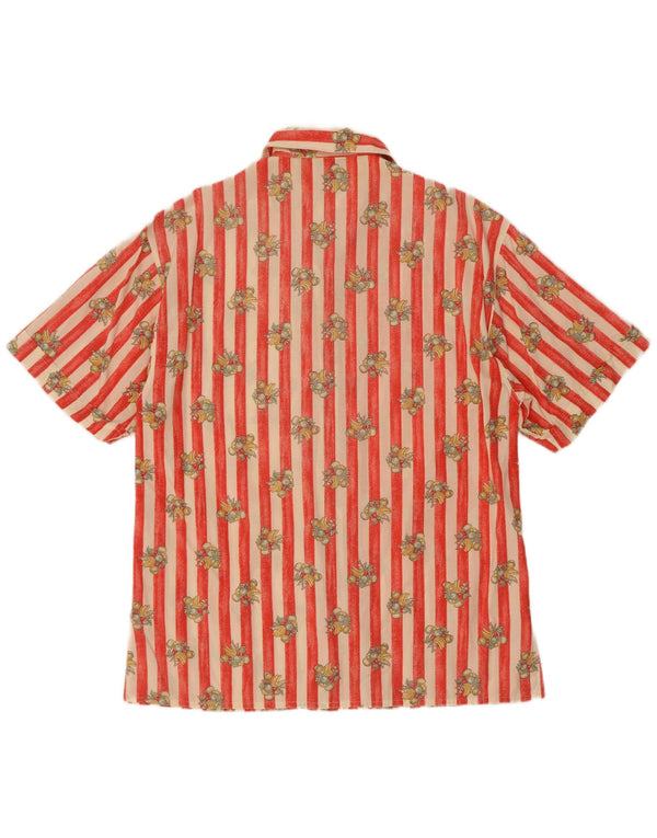 Newpenny Womens Graphic Short Sleeve Shirt UK 14 Large Red Striped Cotton
