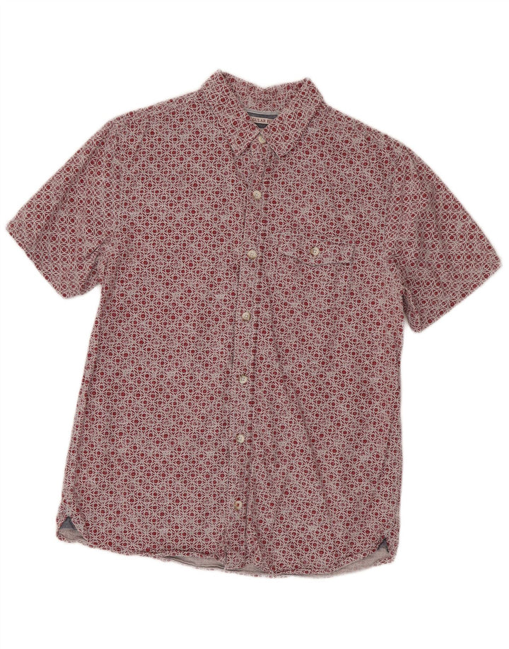 Fat Face Mens Short Sleeve Regular Fit Shirt Small Red Geometric Cotton