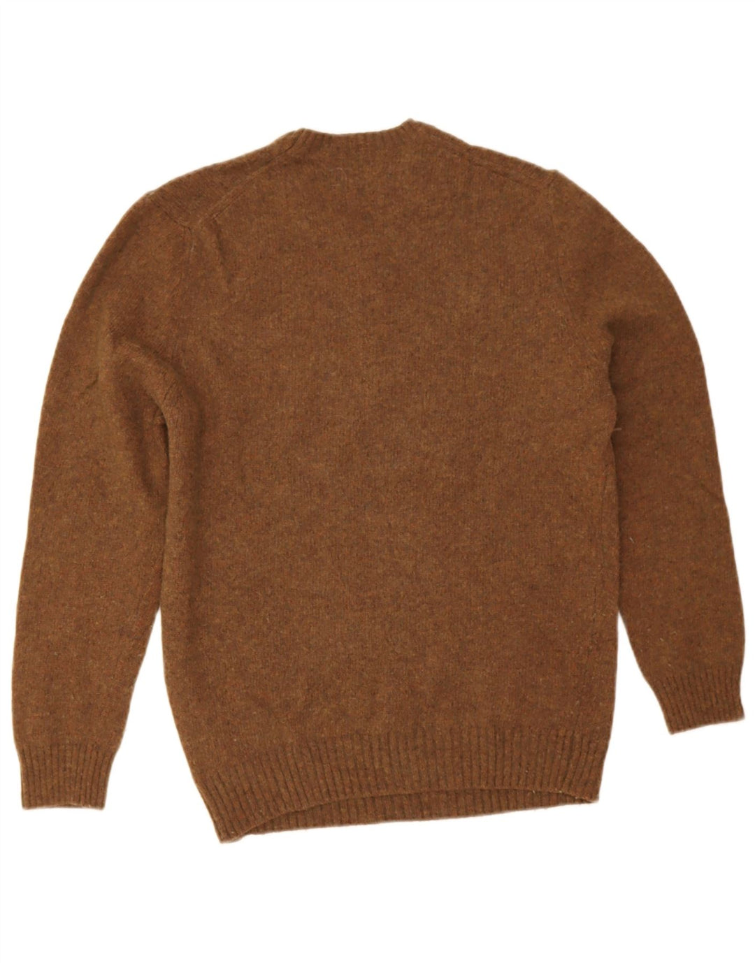 Zara Mens Crew Neck Jumper Sweater Medium Brown Wool