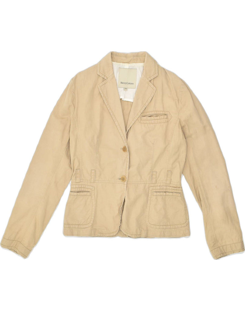 HENRY COTTONS Womens 2 Button Blazer Jacket IT 46 Large Beige Cotton | Vintage Henry Cottons | Thrift | Second-Hand Henry Cottons | Used Clothing | Messina Hembry 