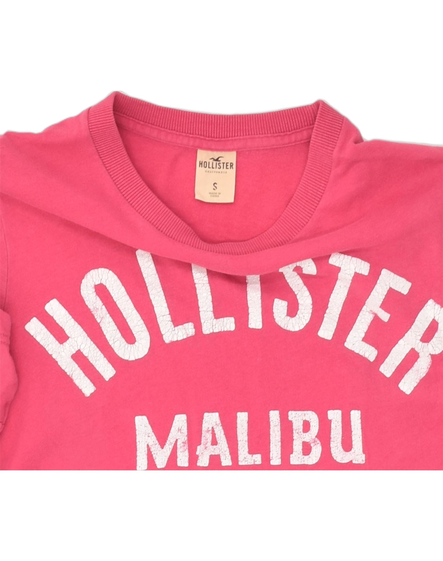 HOLLISTER Womens Graphic T-Shirt Top UK 10 Small Pink Cotton, Vintage &  Second-Hand Clothing Online