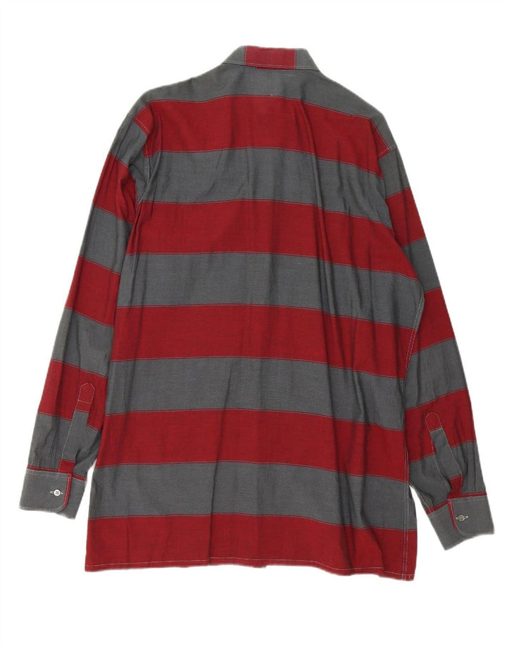 JACQUES BRITT Mens Shirt Size 16 41 Large Red Striped Cotton