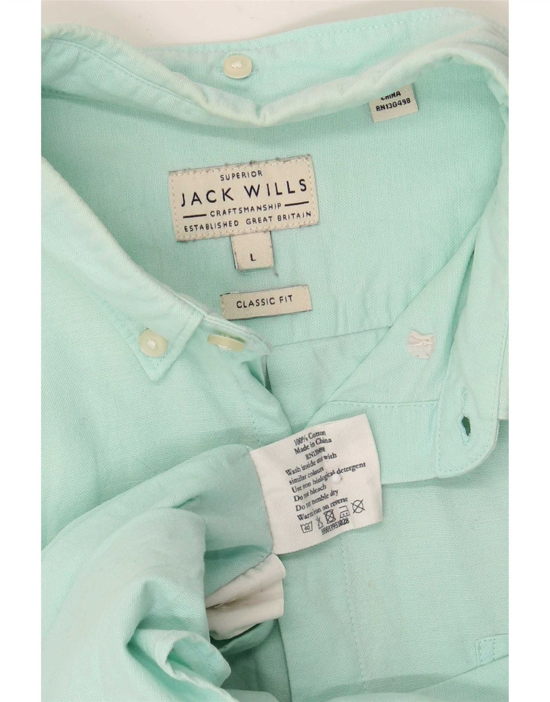 Jack Wills Mens Classic Fit Shirt Large Turquoise Cotton
