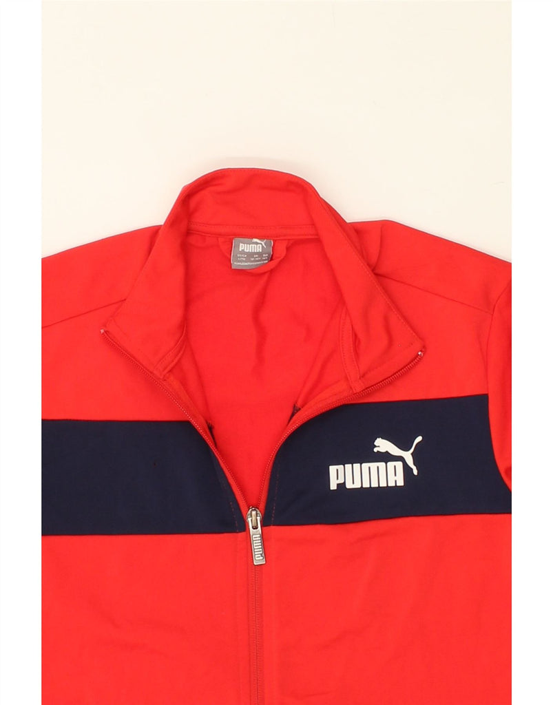 PUMA Boys Graphic Tracksuit Top Jacket 13-14 Years Red Striped Polyester | Vintage Puma | Thrift | Second-Hand Puma | Used Clothing | Messina Hembry 