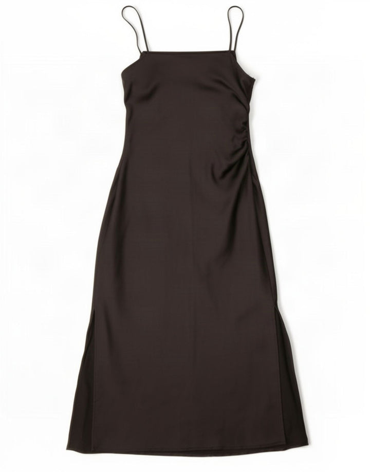 Zara Womens Maxi Slip Dress UK 10 Small Black Polyester