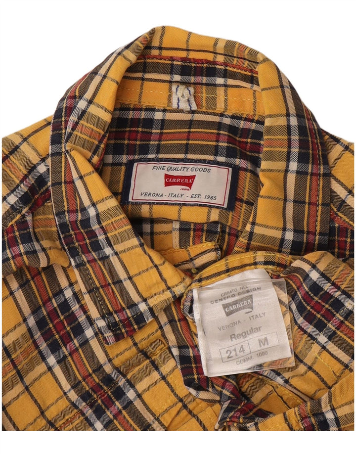Carrera Mens Flannel Shirt Medium Yellow Check Cotton