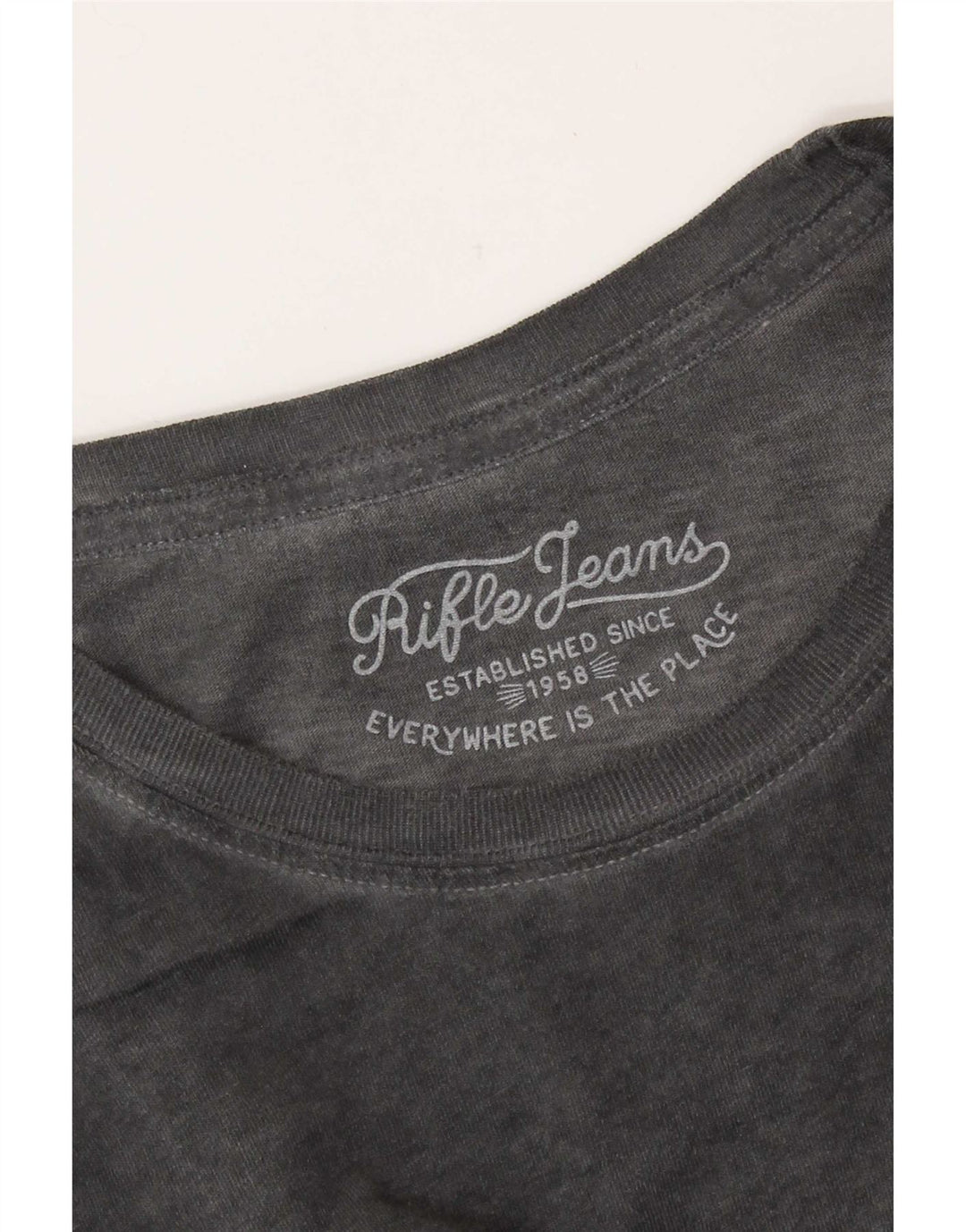 Rifle Mens Top Long Sleeve Large Grey Cotton