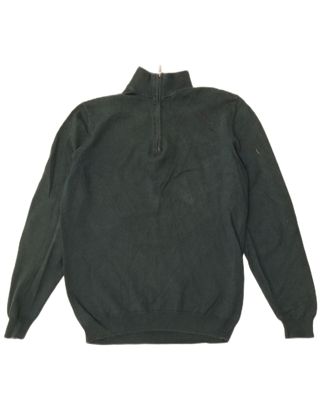 Massimo Dutti Mens Zip Neck Jumper Sweater Medium Green Cotton