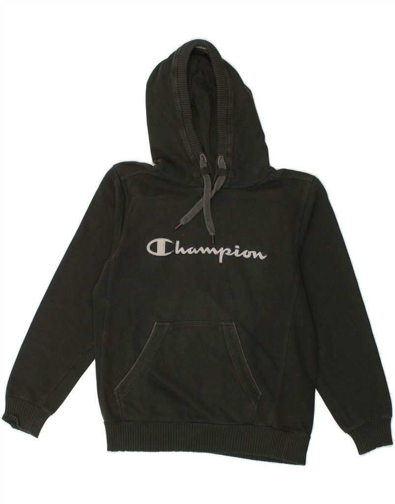 CHAMPION Womens Graphic Hoodie Jumper Small Black Cotton | Vintage Champion | Thrift | Second-Hand Champion | Used Clothing | Messina Hembry 