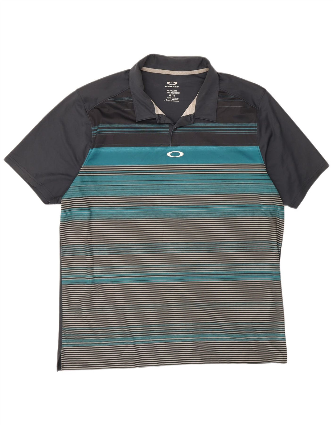 Oakley Mens Regular Fit Polo Shirt XL Grey Striped