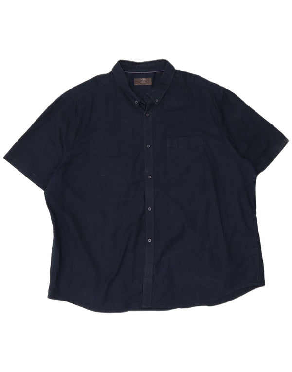 Marks & Spencer Mens Short Sleeve Regular Fit Shirt 4XL Navy Blue Cotton