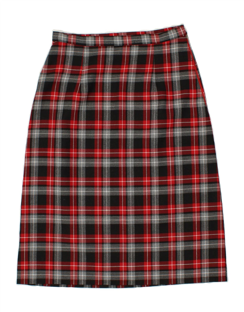 VINTAGE Womens Midi Skirt W28 Medium Red Plaid Vintage Vintage and Second-Hand Vintage from Messina Hembry 