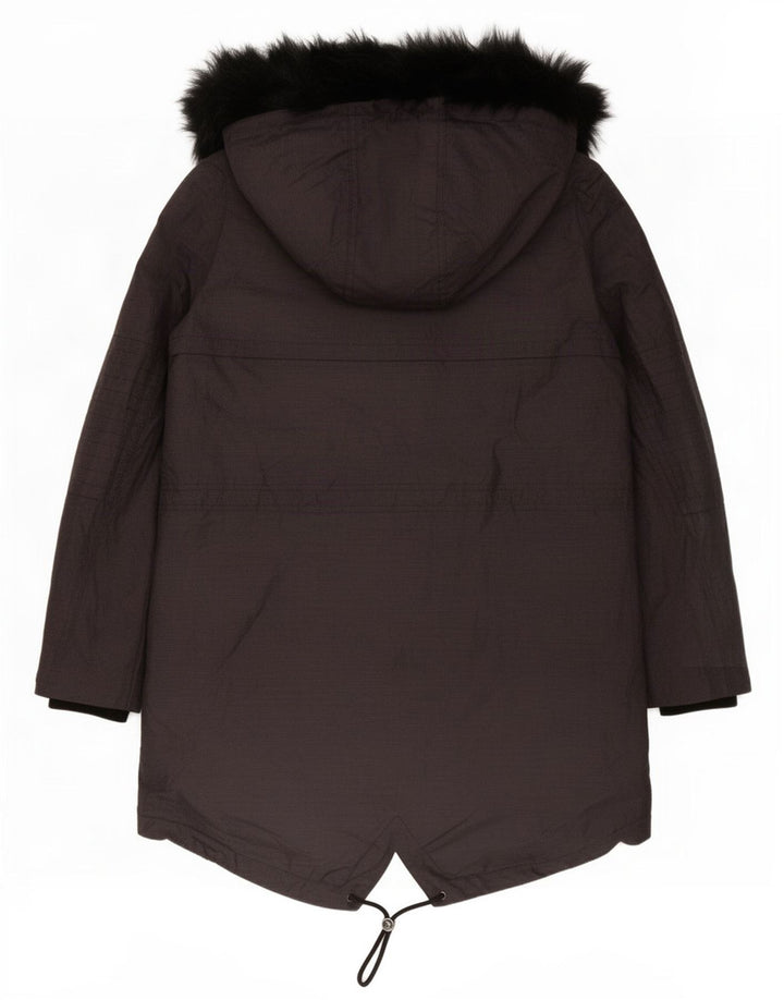 Marks & Spencer Womens Hooded Parka Jacket UK 12 Medium Navy Blue Polyamide