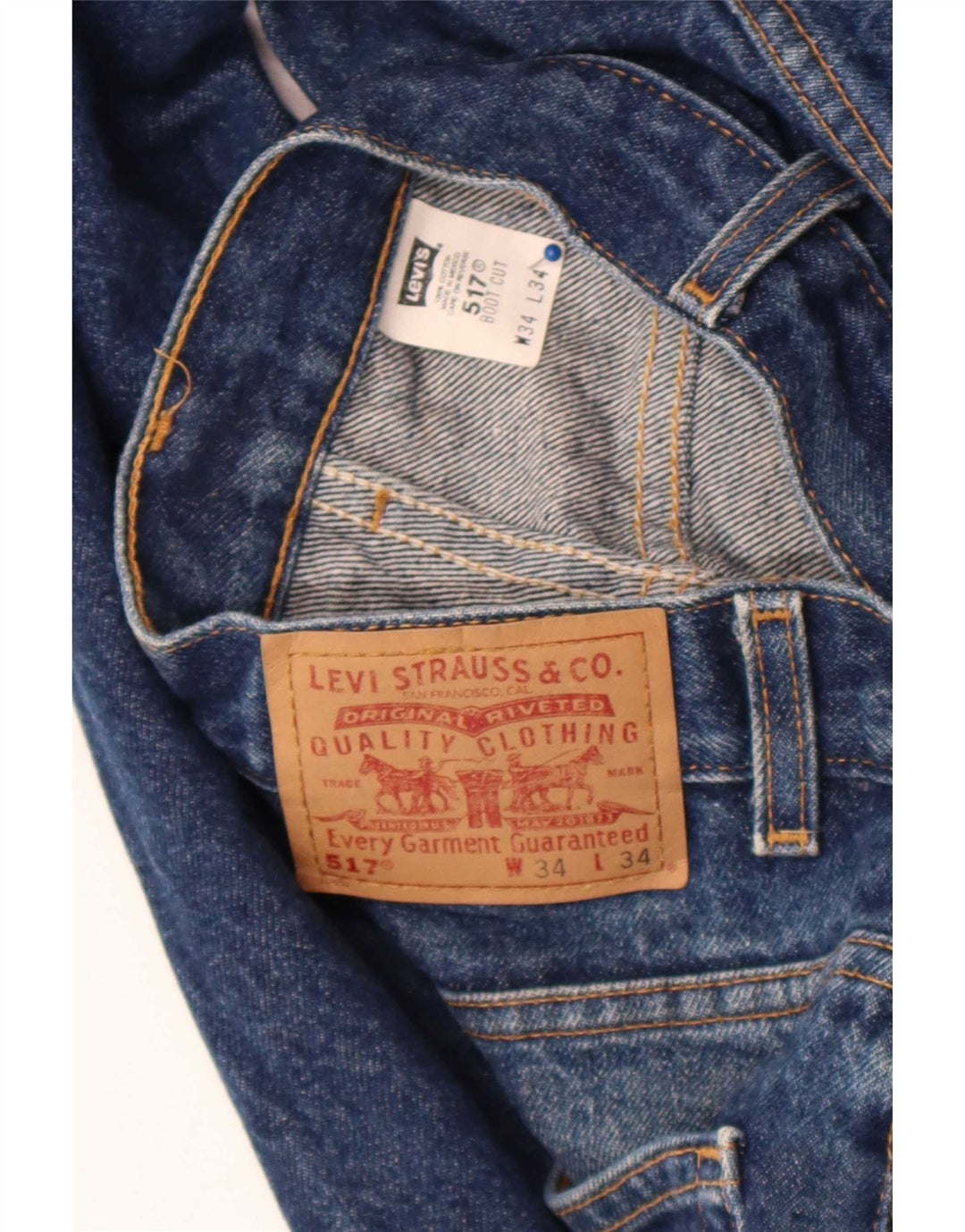 Levi's Mens 517 Bootcut Jeans W34 L34 Blue Cotton