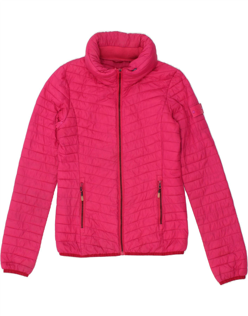 SUPERDRY Womens Hooded Padded Jacket UK 10 Small Pink Polyester | Vintage Superdry | Thrift | Second-Hand Superdry | Used Clothing | Messina Hembry 