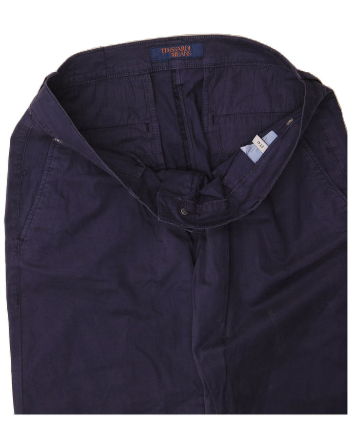 TRUSSARDI Womens Slim Chino Trousers W27 L29 Navy Blue Vintage Trussardi and Second-Hand Trussardi from Messina Hembry 