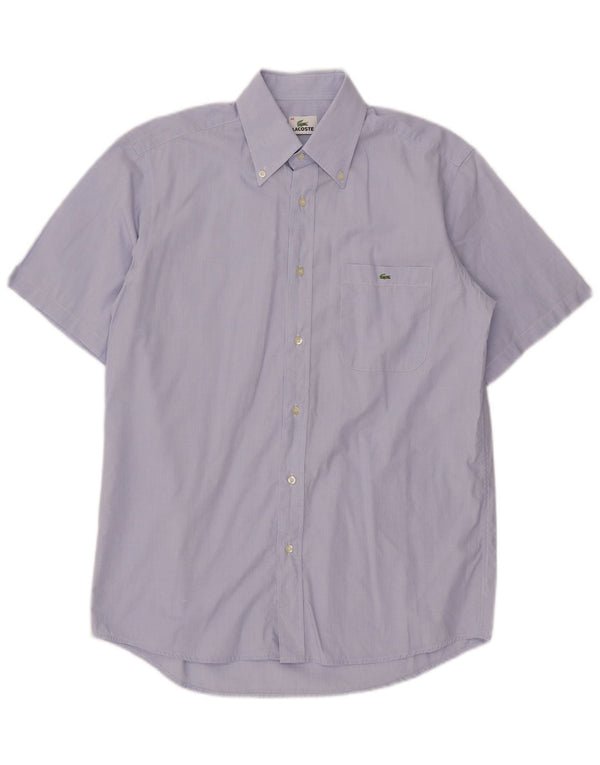 Lacoste Mens Short Sleeve Shirt Size 40 Medium Blue Cotton