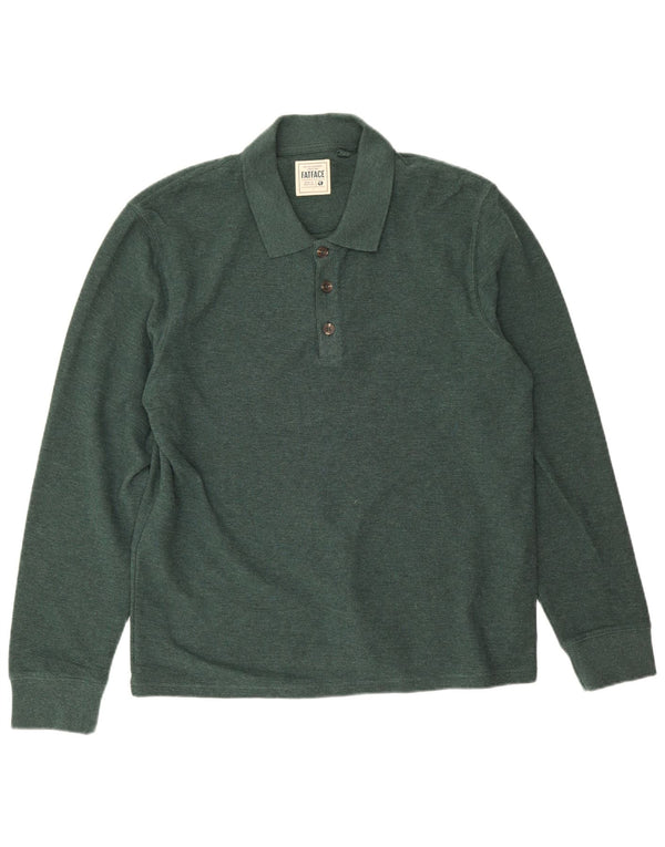 Fat Face Mens Long Sleeve Polo Shirt Large Green Cotton