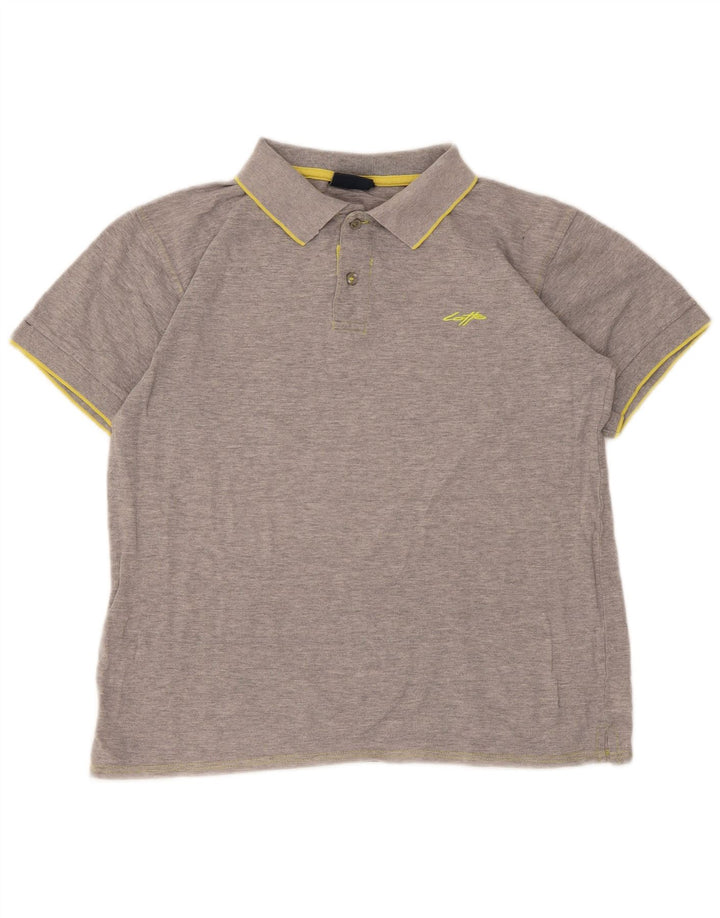 Lotto Mens Polo Shirt Medium Grey Striped