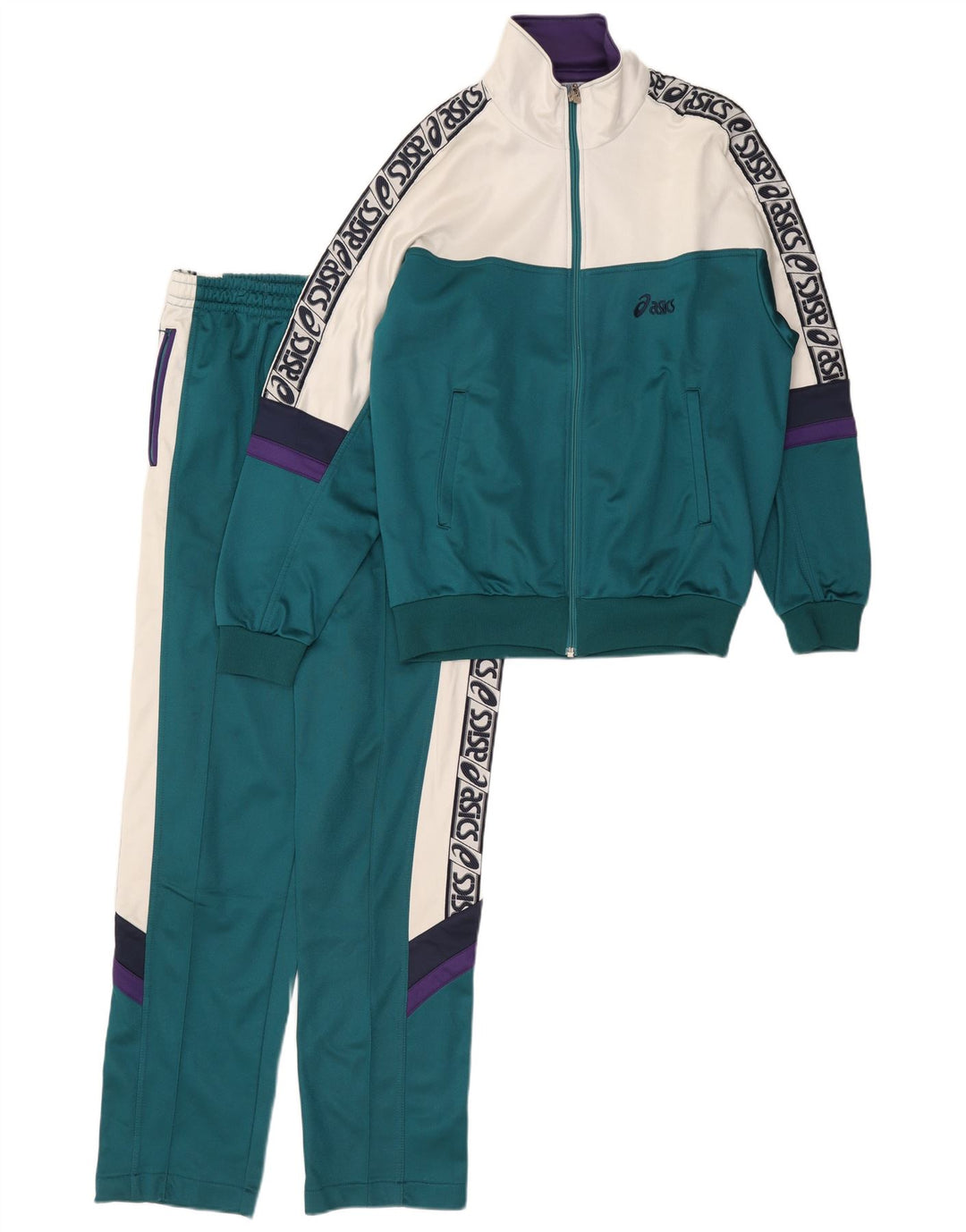 Asics Mens Graphic Full Tracksuit IT 48 Medium  Green Colourblock