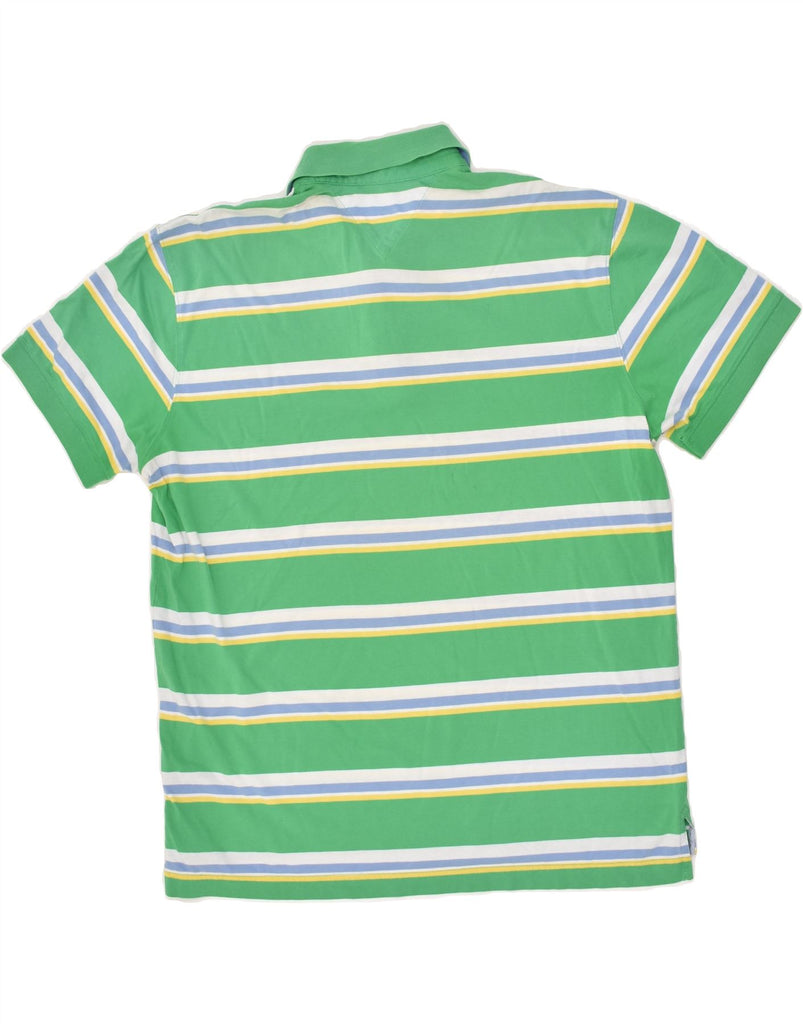 TOMMY HILFIGER Mens Polo Shirt XL Green Striped Cotton Vintage Tommy Hilfiger and Second-Hand Tommy Hilfiger from Messina Hembry 