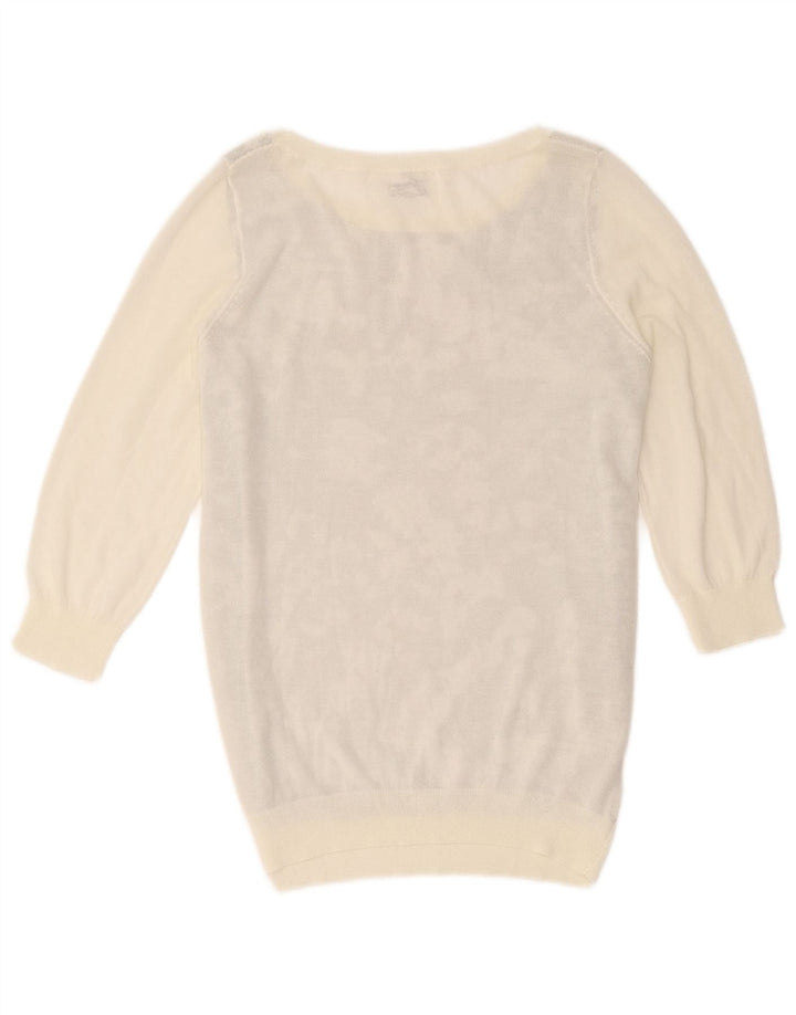 Guess Womens Boat Neck Jumper Sweater UK 14 Medium White Camouflage