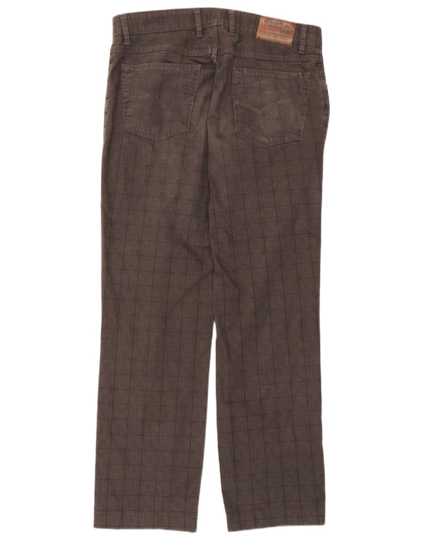Bugatti Mens Straight Casual Trousers IT 52 XL W36 L30 Grey Houndstooth