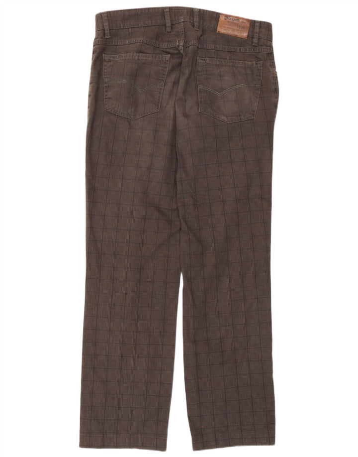 Bugatti Mens Straight Casual Trousers IT 52 XL W36 L30 Grey Houndstooth