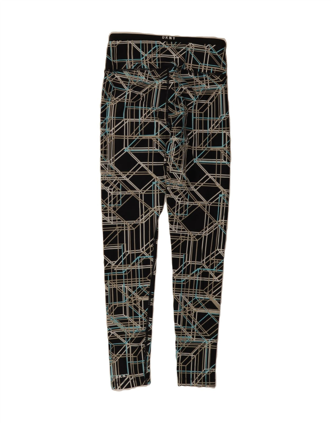 DKNY Womens Leggings UK 4 XS  Black Geometric Nylon Vintage Dkny and Second-Hand Dkny from Messina Hembry 