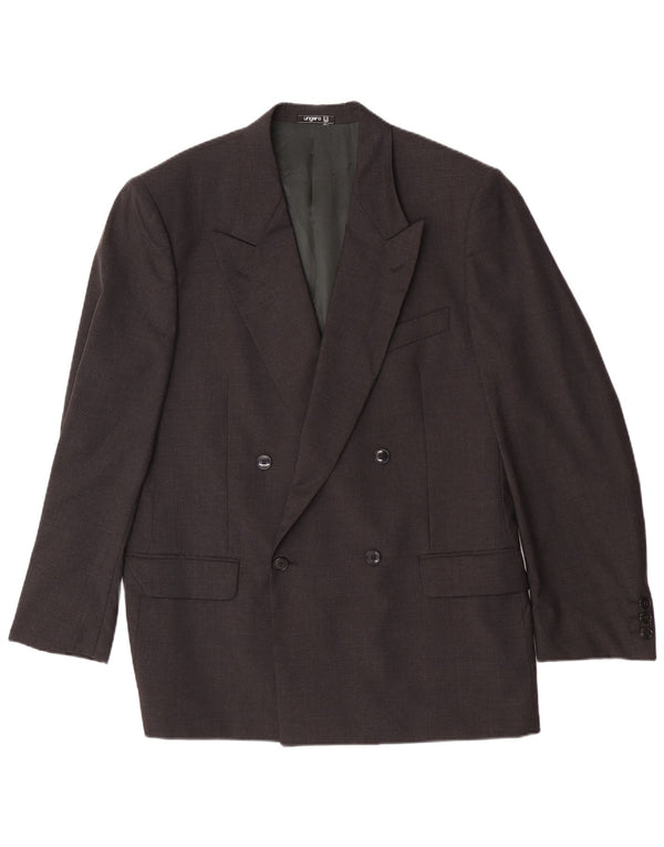 Ungaro Mens Double Breasted Blazer Jacket IT 50 Large Grey Virgin Wool