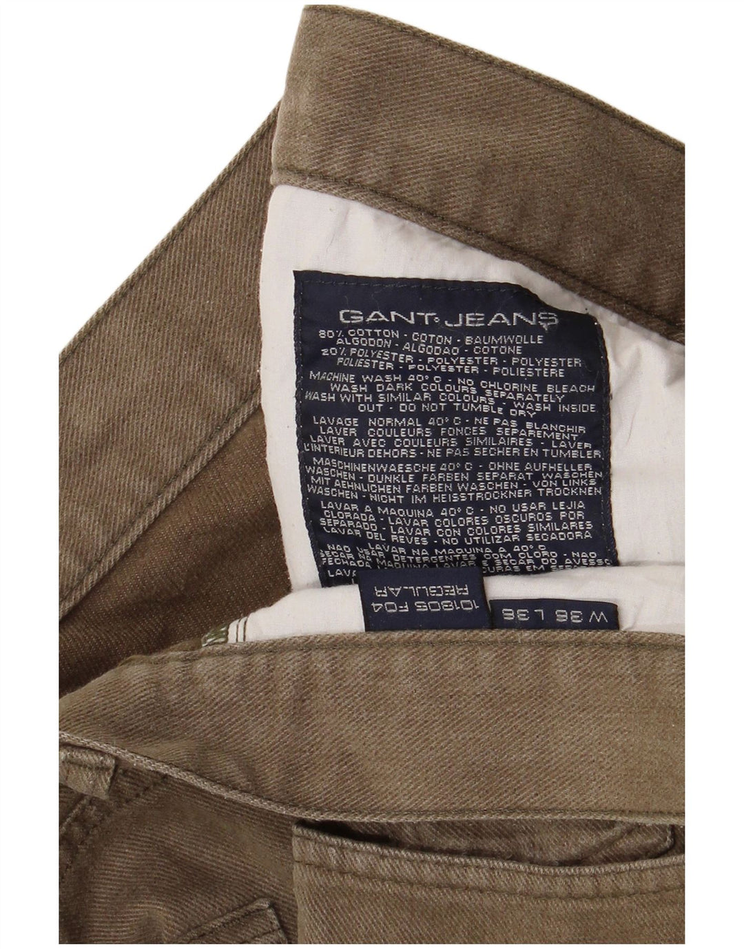 GANT Mens Regular Fit Straight Jeans W36 L32 Khaki Cotton