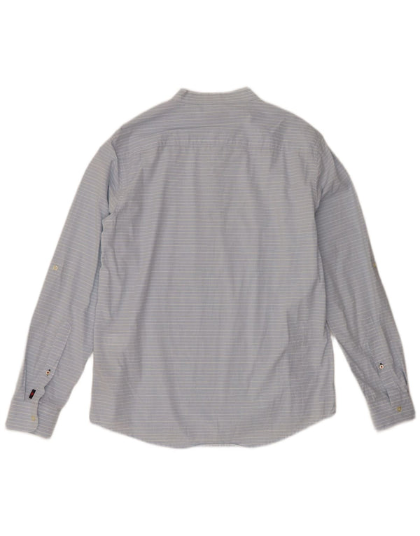 Kappa Mens Pullover Shirt Large Blue Pinstripe Cotton