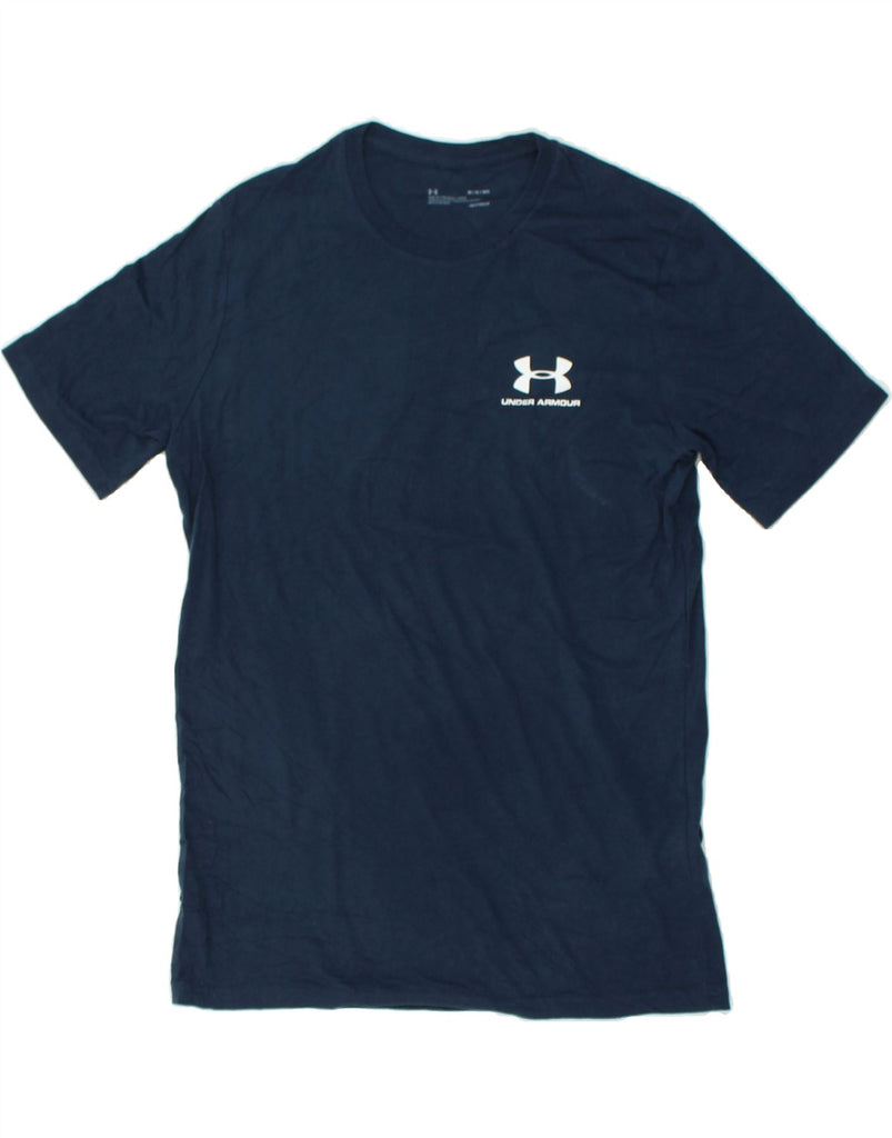 UNDER ARMOUR Mens Graphic T-Shirt Top Medium Navy Blue Cotton | Vintage Under Armour | Thrift | Second-Hand Under Armour | Used Clothing | Messina Hembry 