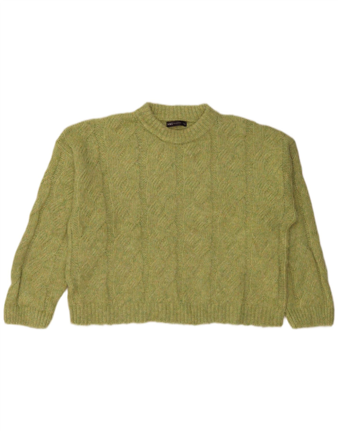 Marks & Spencer Womens Oversized Crew Neck Jumper Sweater UK 16 Large Green