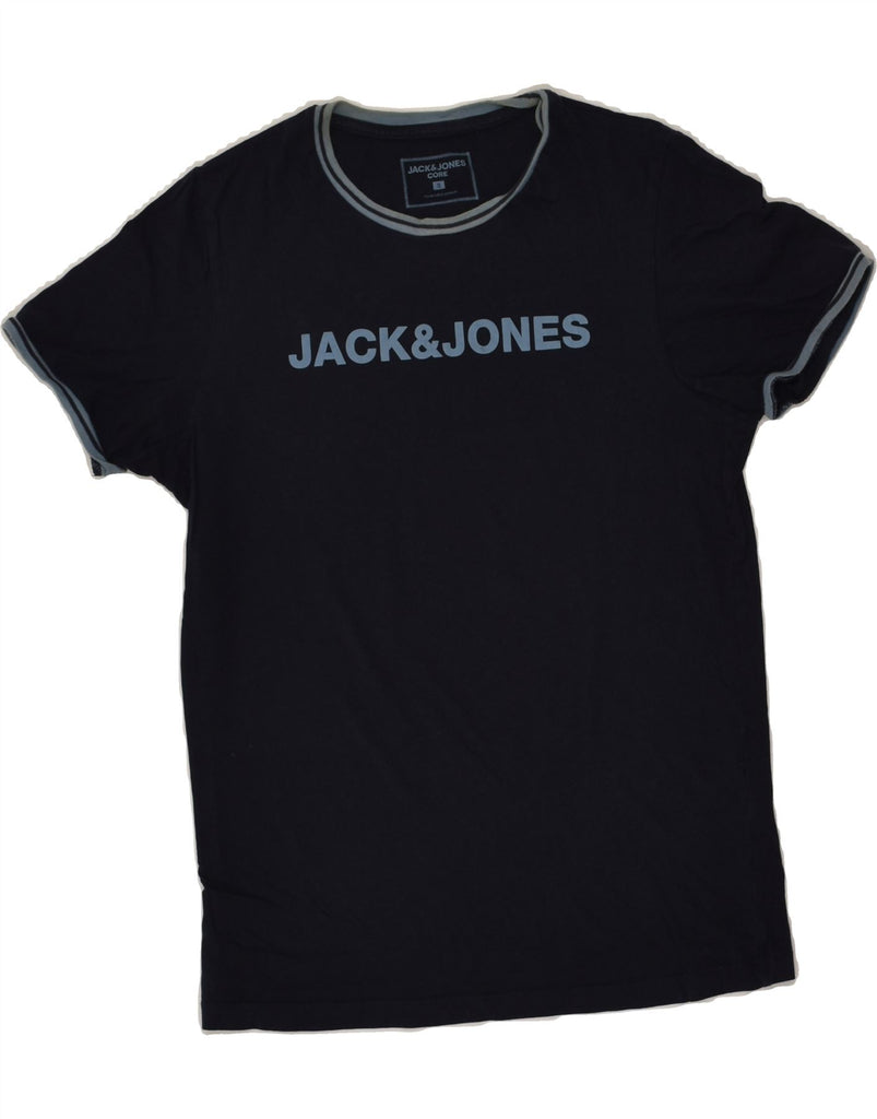 JACK & JONES Mens Graphic T-Shirt Top Small Navy Blue Cotton | Vintage Jack & Jones | Thrift | Second-Hand Jack & Jones | Used Clothing | Messina Hembry 