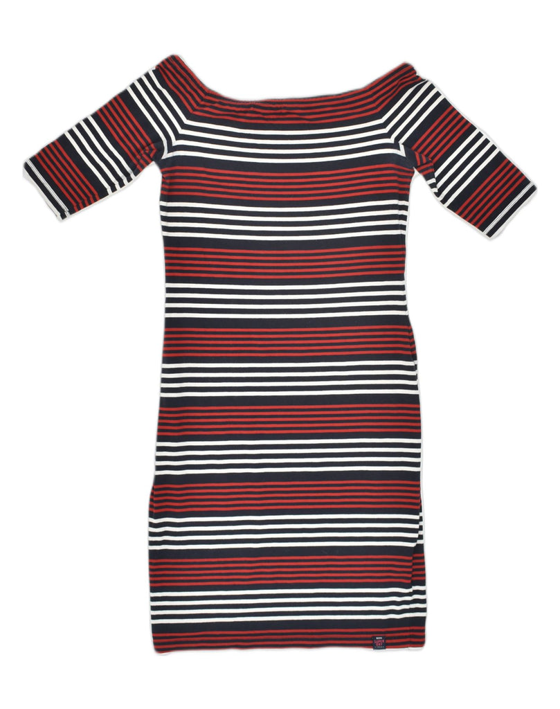 SUPERDRY Womens 3/4 Sleeve T-Shirt Dress UK 8 Small Red Striped Cotton | Vintage Superdry | Thrift | Second-Hand Superdry | Used Clothing | Messina Hembry 