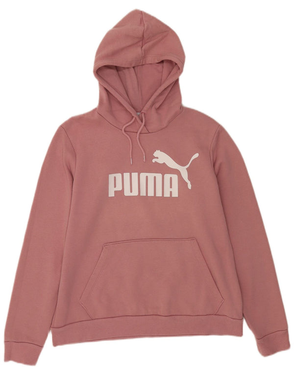 Puma Womens Graphic Hoodie Jumper UK 16 Large Pink Cotton