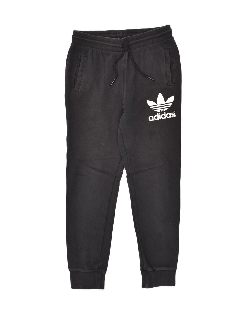 ADIDAS Boys Graphic Tracksuit Trousers Joggers 13-14 Years Black Cotton | Vintage Adidas | Thrift | Second-Hand Adidas | Used Clothing | Messina Hembry 